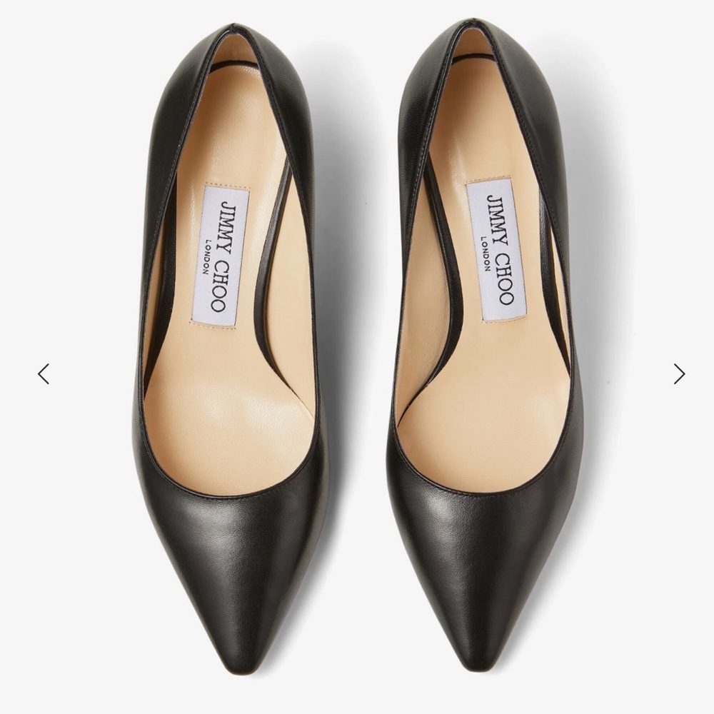 Jimmy Choo Romy 60 Black Kid Leather Pointed-Toe Pumps - Picture 2 of 12